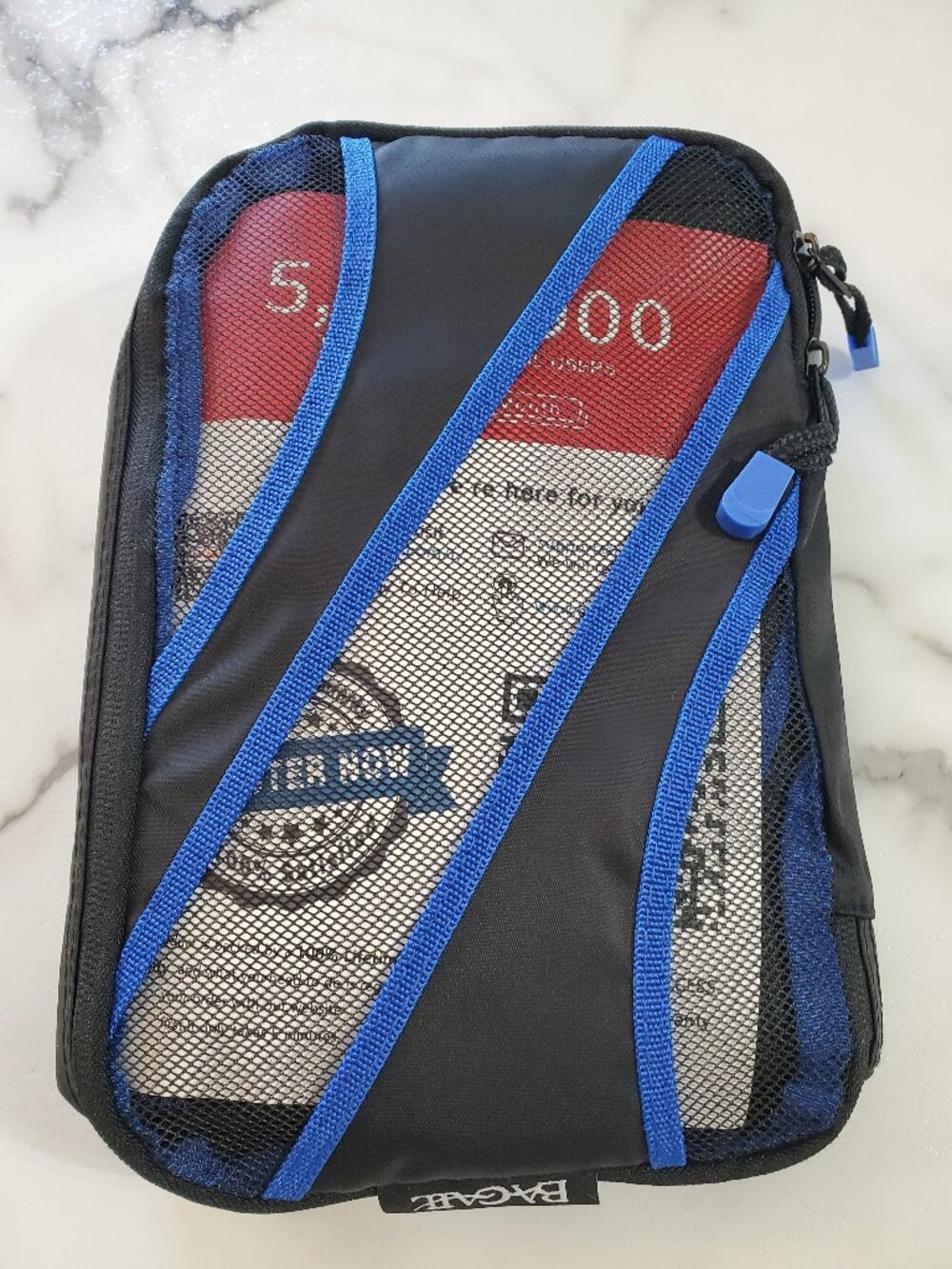 Bagail set of 6 Packing Cubes in Blue & Black
